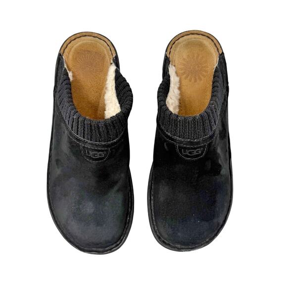 UGG Australia Gael Wedge Mule Clog Shoes size 8 Black Suede - Picture 11 of 16